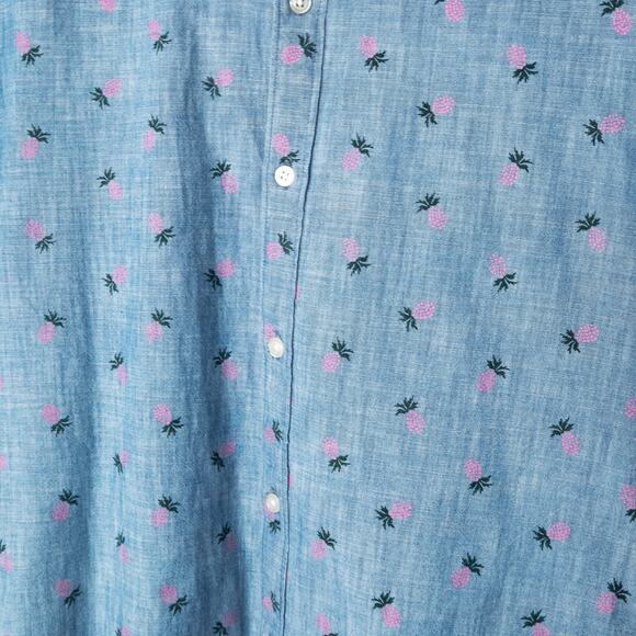 Bonobos Men's Surf Shirt Blue Size Medium Pineapple Print Button Down Summer - Picture 4 of 8